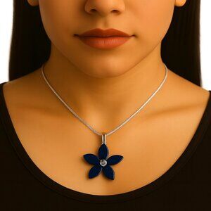 Croft & Barrow Blue Flower Necklace – Crystal & Elegant Silver Women’s Jewelry